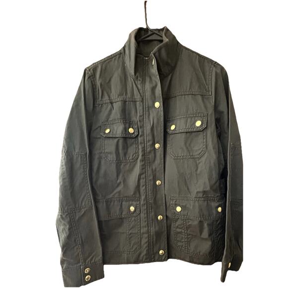 J Crew Relaxed Boyfriend Field Jacket Sz Sm Khaki Green Cinch Waist Full Zip - Picture 1 of 6